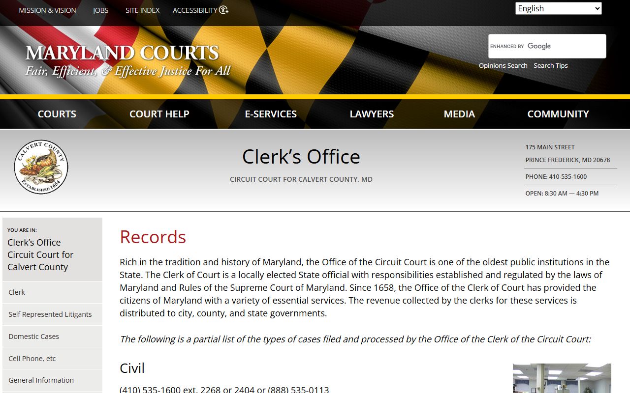 Calvert County bankruptcy records MDLandRec land records portal