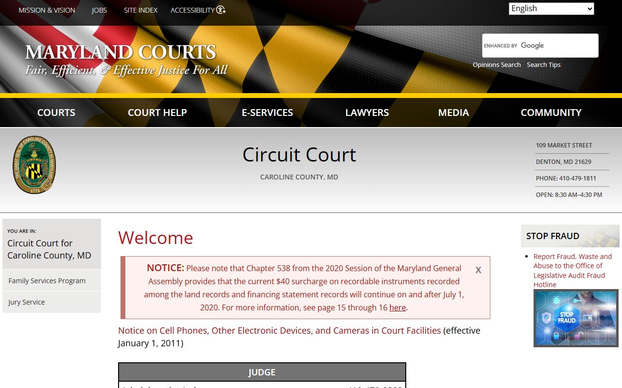 Caroline County bankruptcy records circuit court clerk page