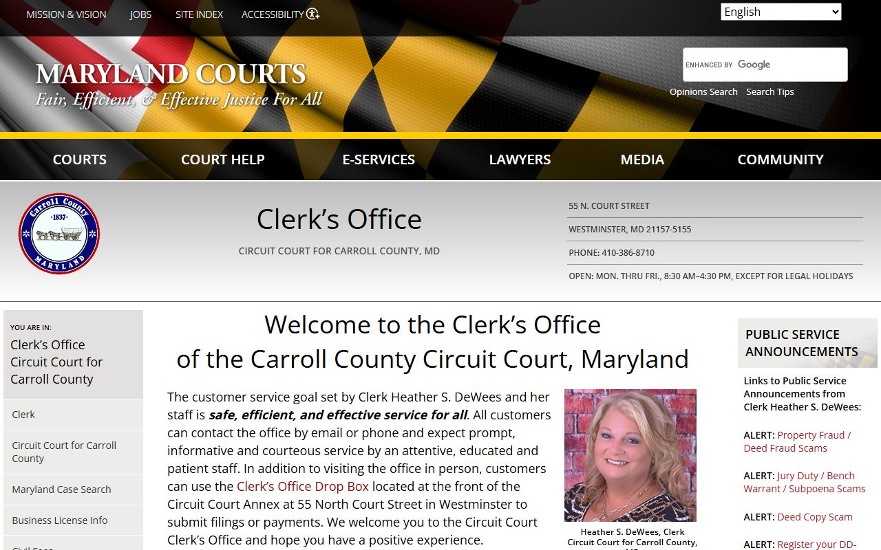 Carroll County Circuit Court clerk office information