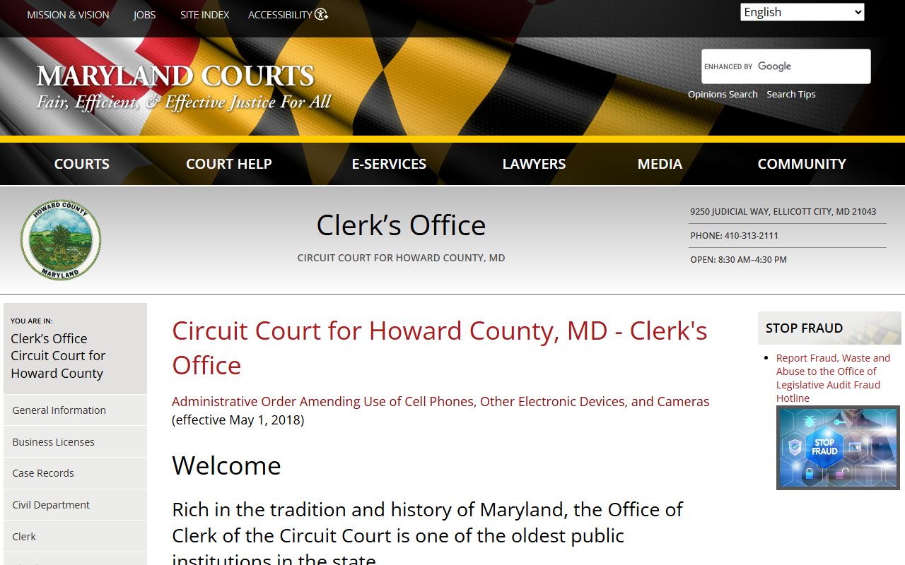 Howard County bankruptcy records available immediately clerk office