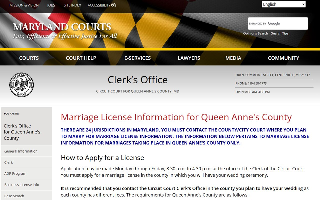 Queen Anne's County clerk services overview for bankruptcy records research